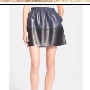 Vince color block leather skirt
